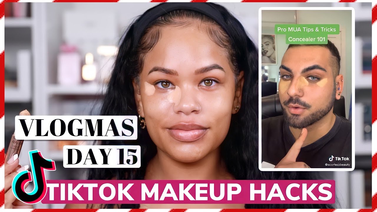 TRYING TIKTOK MAKEUP HACKS *life changing* | VLOGMAS DAY 15 | Arnellarmon