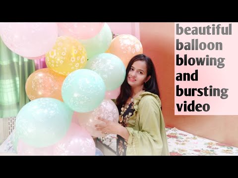 beautiful balloon blowing and bursting | big balloon blowing and bursting with nails | balloon video