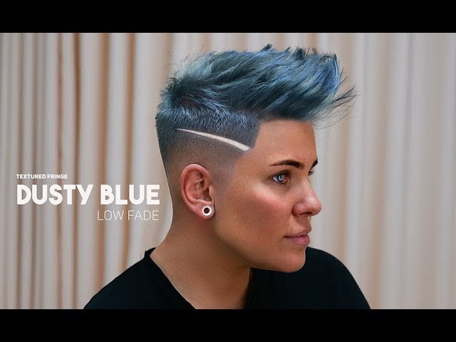 Textured Fringe – Dusty Blue – Low Fade – Women’s hairstyle inspiration